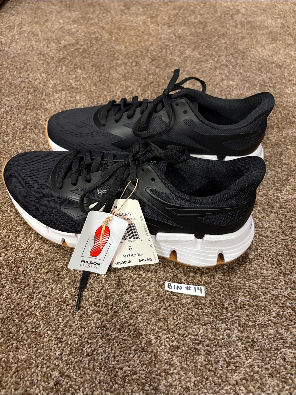 Reebok Women’s Black Athletic Shoes with White Gum Outsole